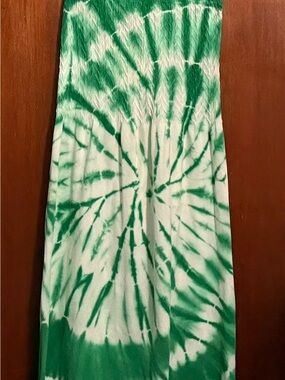 Ocean Blue Womens Small Strapless Tube Dress Green White Tie